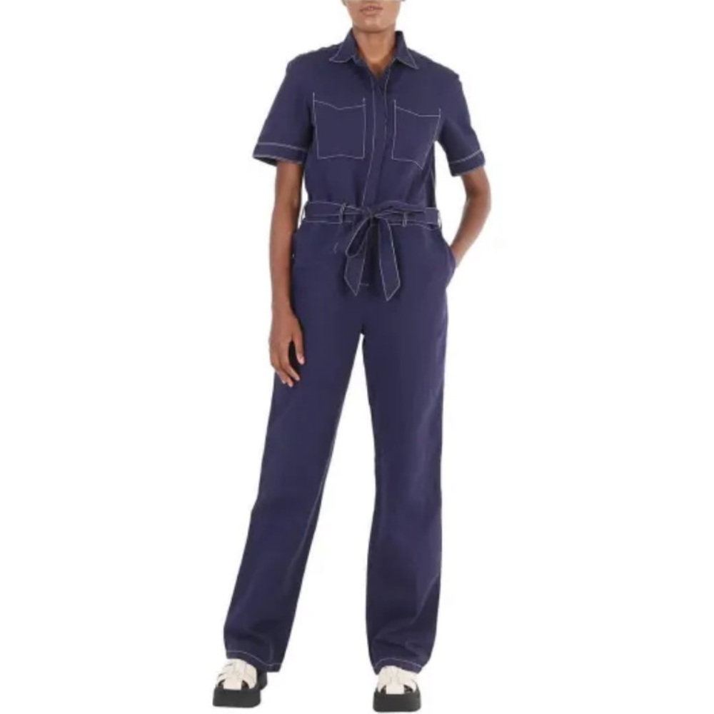 Burberry Vintage Blue Jumpsuit with Wide-Leg Design